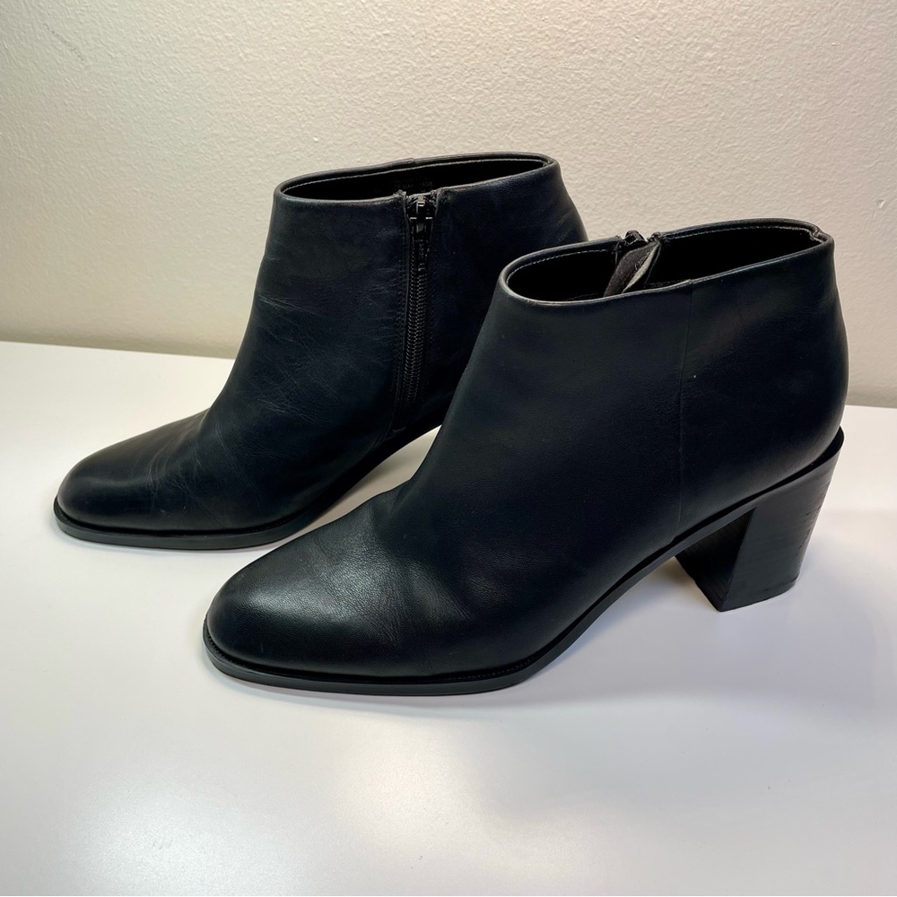 Westies VTG Y2K Chunky Block Heel Black Ankle Boots Leather Booties  Size 8.5
